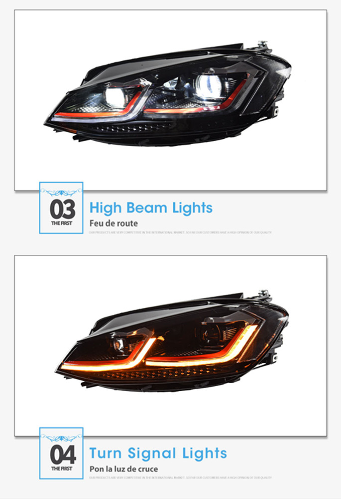 Car Turn Signal Head Light Assembly for VW Golf 7.5 LED Headlight 2018-2021 Daytime Running High Beam Lens