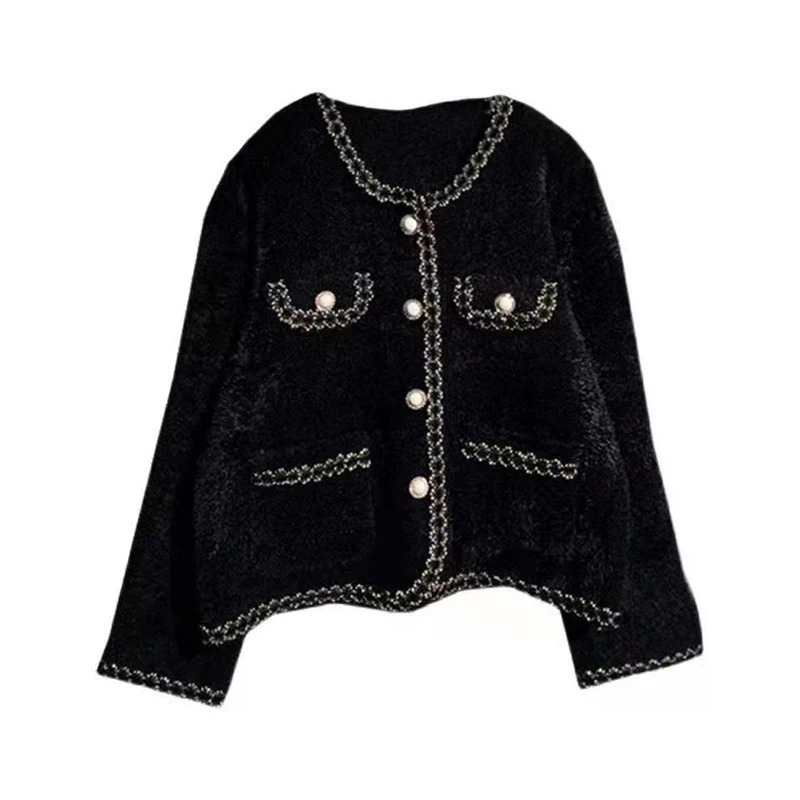 Autumn Winter Womens Elegant Fashion Allmatch Coat Ladies Temperament Buttons Cardigan Top Female Loose Casual Outwear Jacket 240112