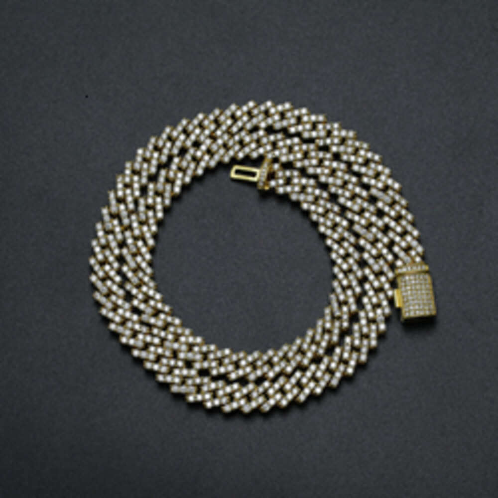 Stylish Hiphop 925 Sterling Silver Hand Prong Setting Iced Out Melee Moissanite Diamond Cuban Link Chain