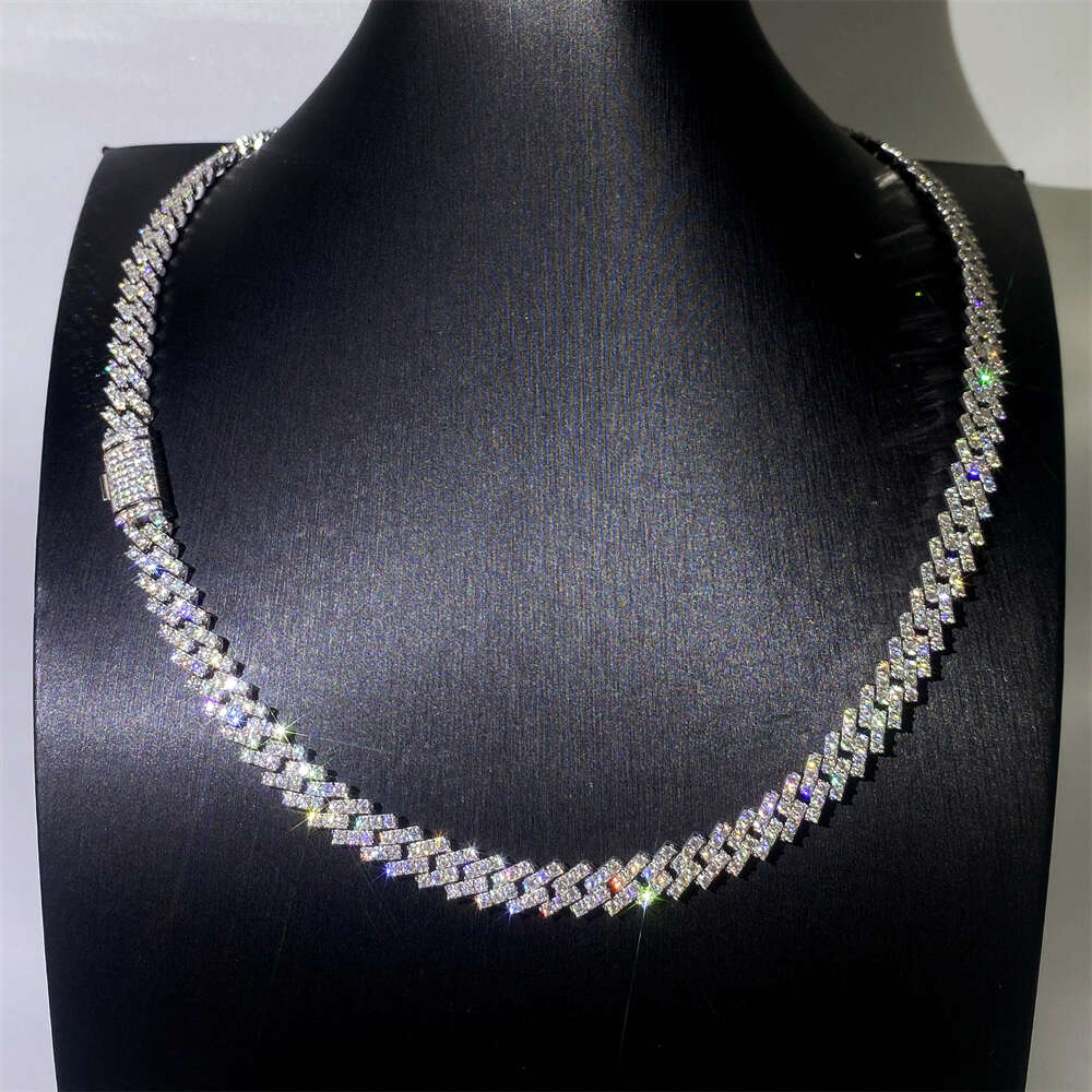 8mm 10mm 13mm Vvs Moissanite Necklace for Women Fantasy 925 Sterling Silver Cuban Link Chain