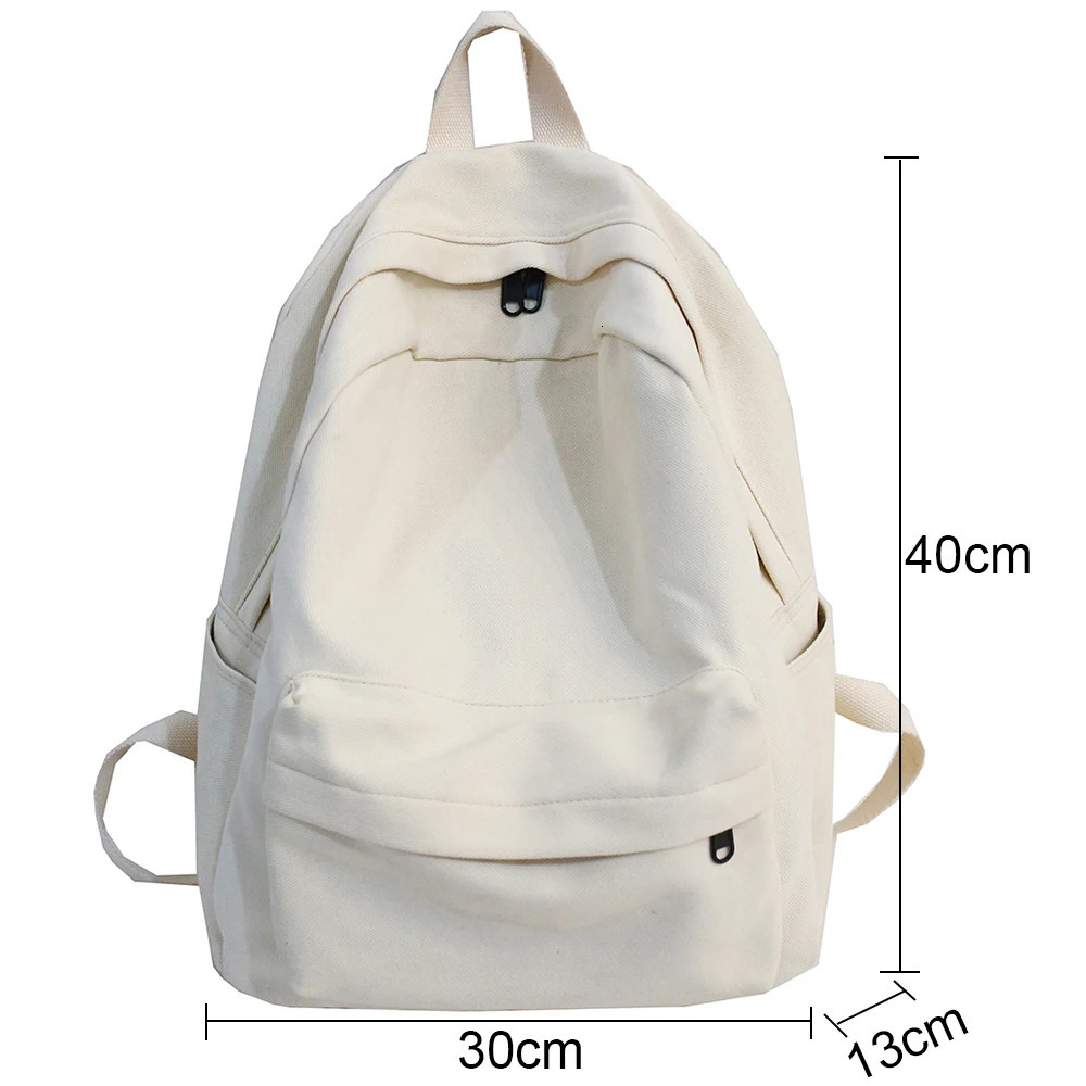 School Female White Backpack Kawaii Women Cotton Canvas School Bag Teenage Girl Backpacks Fashion Ladies Satchel Drop 240112