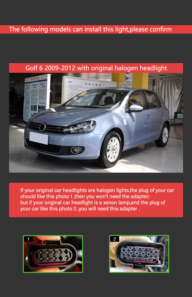 LED Daytime Running Turn Signal Head Light for VW Golf 6 2009-2012 Headlight Projector Lens