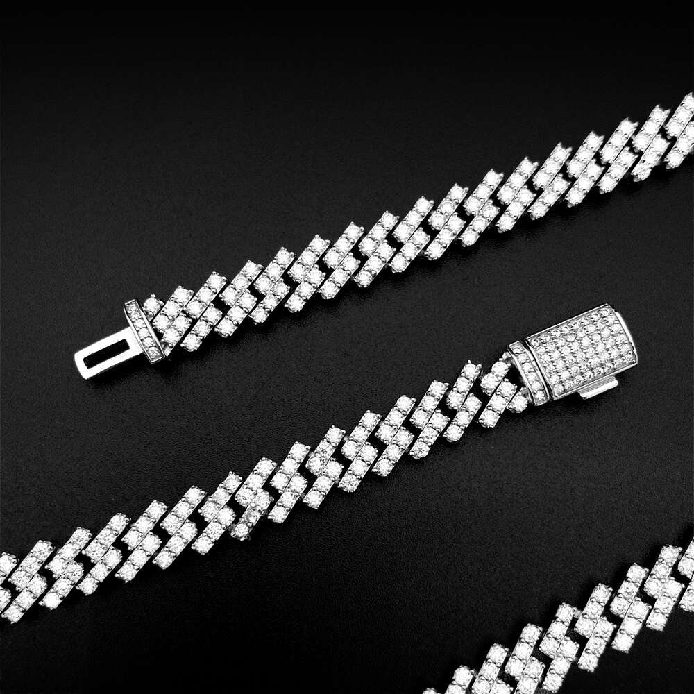 8mm 10mm 13mm Vvs Moissanite Necklace for Women Fantasy 925 Sterling Silver Cuban Link Chain