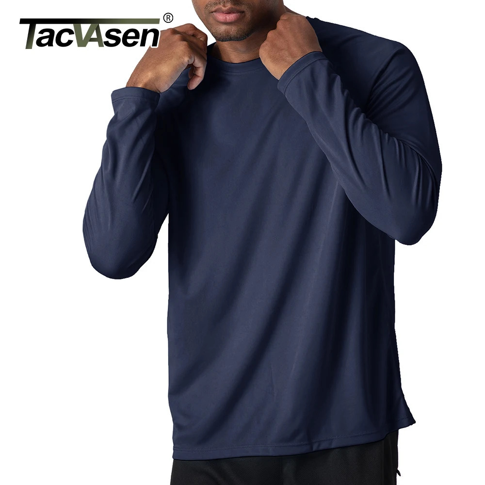 TACVASEN Men's Sun Protection T-shirts Summer UPF 50 Long Sleeve Performance Quick Dry Breathable Hiking Fish T-shirts UV-Proof 240112