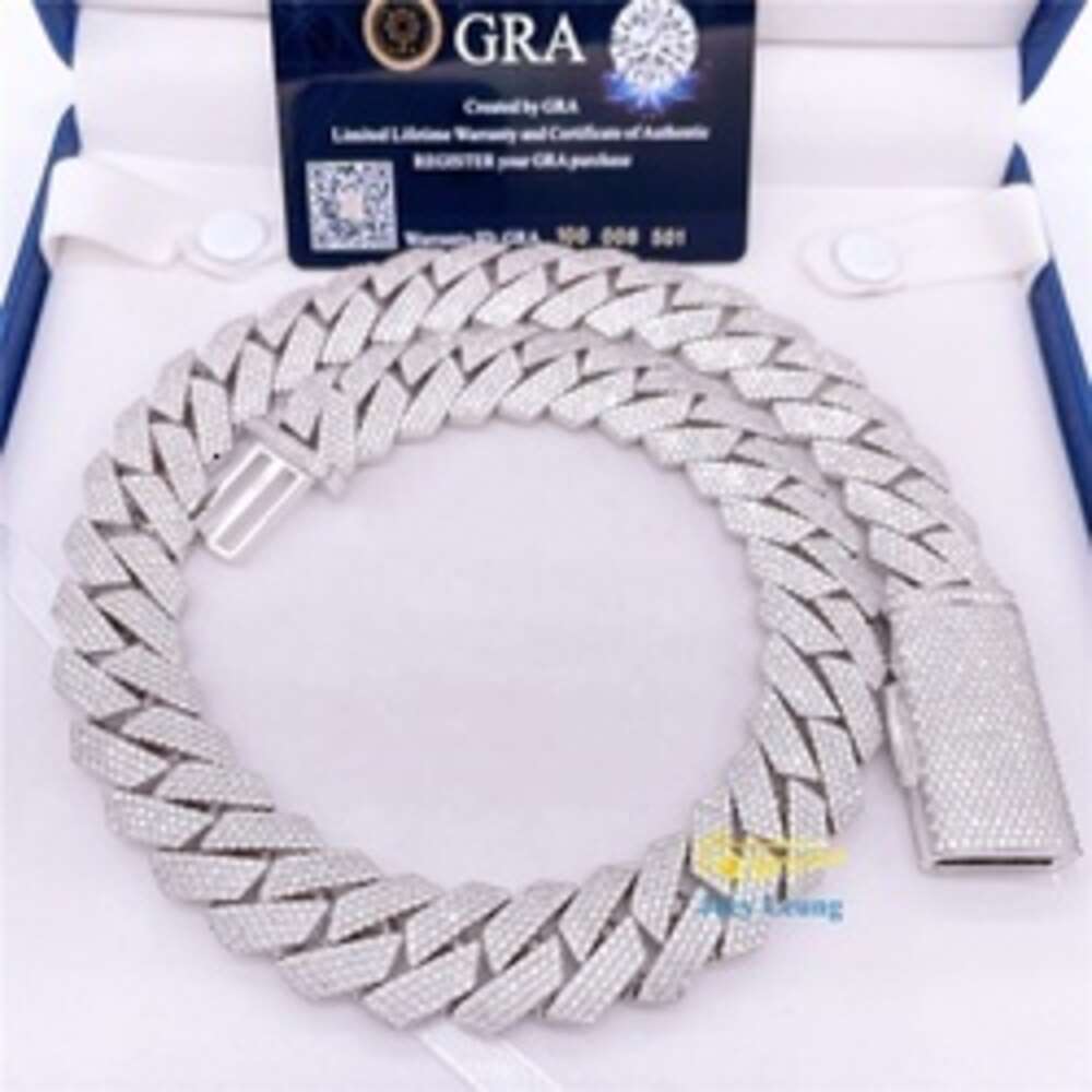 Pass Diamond Tester Gra Certificate Silver 925 Necklace Vvs Moissanite Hip Hop Jewelry Iced Out Urban Cuban Link Chain