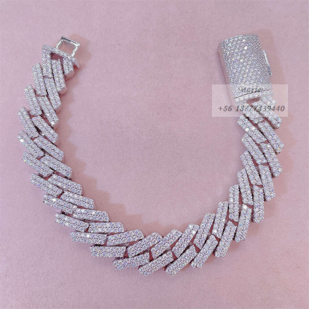 Pass Diamond Tester 15mm S925 Bussdown Custom Cuban Necklace Wholesale Price Vvs Moissanite Link Chain