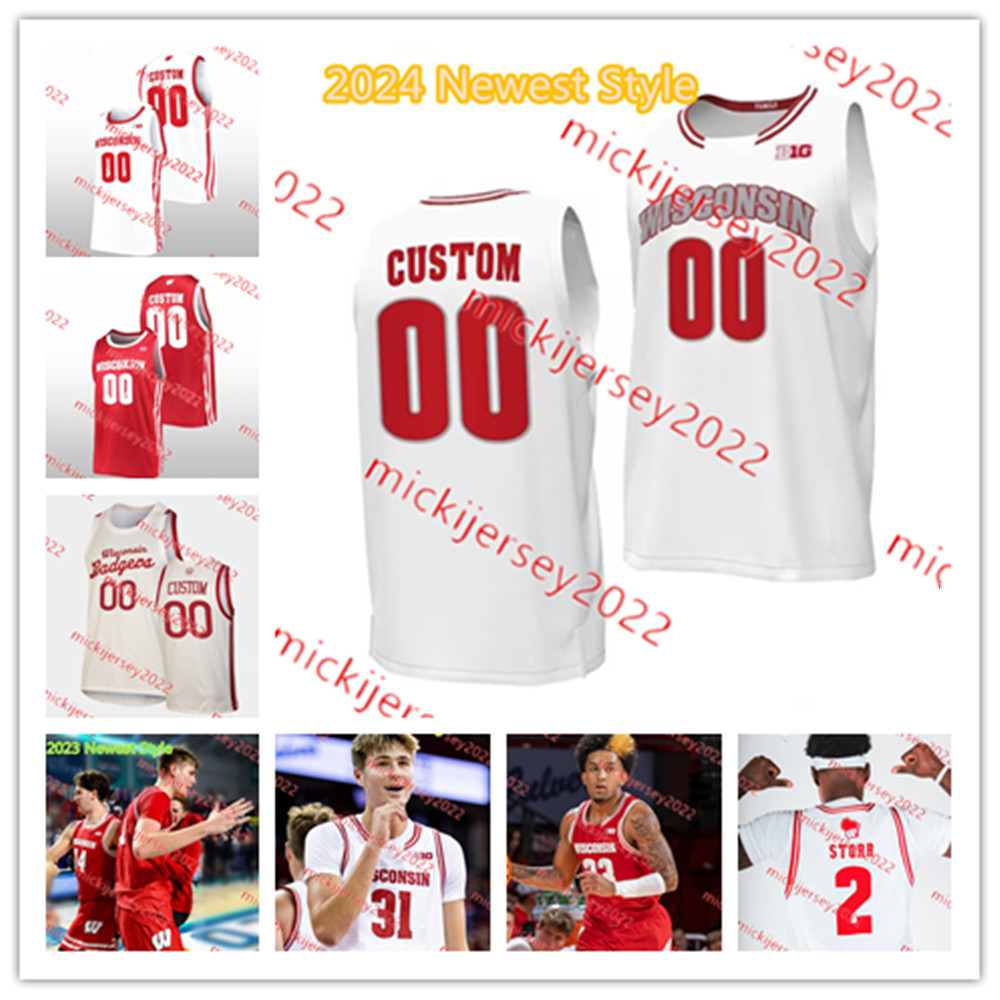 John Tonje Max Klesmit Wisconsin Badgers Basketball Jersey Daniel Freitag 2 Jack Robison 13 Xavier Amos Kamari McGee TylerWahl Wisconsin Jerseys