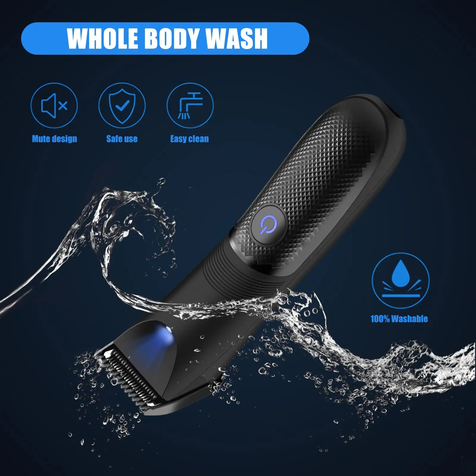 Body Hair Trimmer for Men Electric Groin Hair Trimmer Rechargeable Ball Shaver Groomer Replaceable Ceramic Blade Heads Waterp 240112