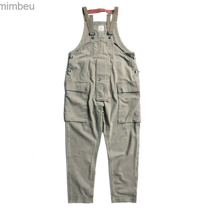 Men's Jeans Red Tornado Naval Dungaree Army Vintage Herringbone Men Overalls Workwear Loose FitL240111