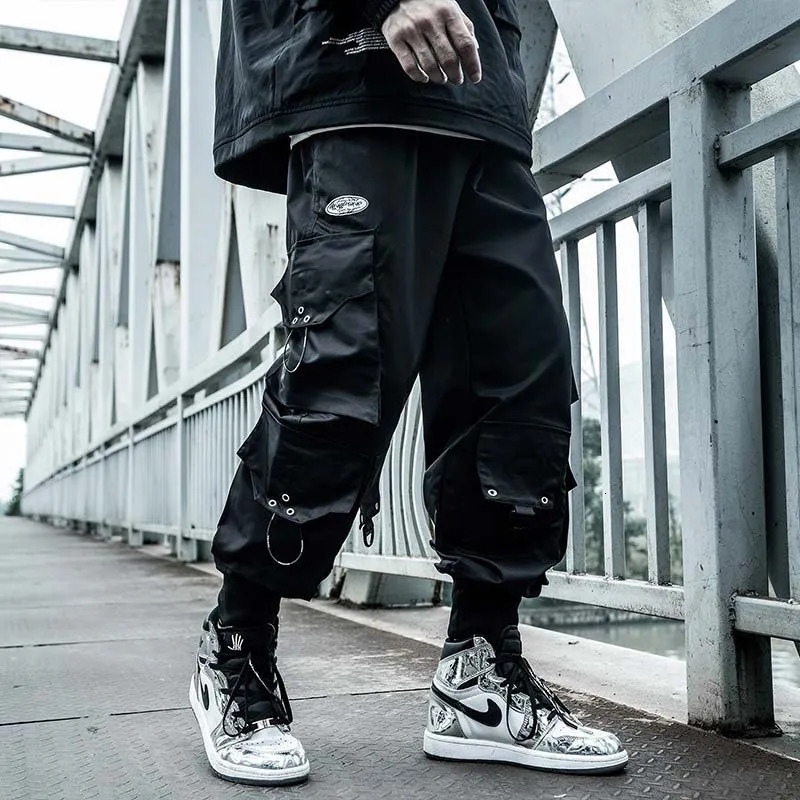 HOUZHOU Black Cargo Pants Men Joggers Hip Hop Techwear Pants Hippie Cargo Trousers for Men Streetwear Plus Size Pockets Oversize 240111