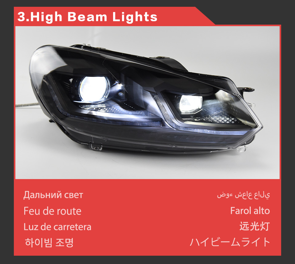 LED Daytime Running Turn Signal Head Light for VW Golf 6 2009-2012 Headlight Projector Lens