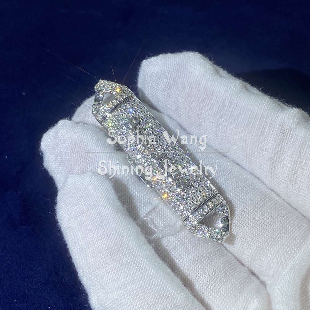 Customized Name Real Diamond S925 Sterling Silver Box Lock for Cuban Link Chain for Men