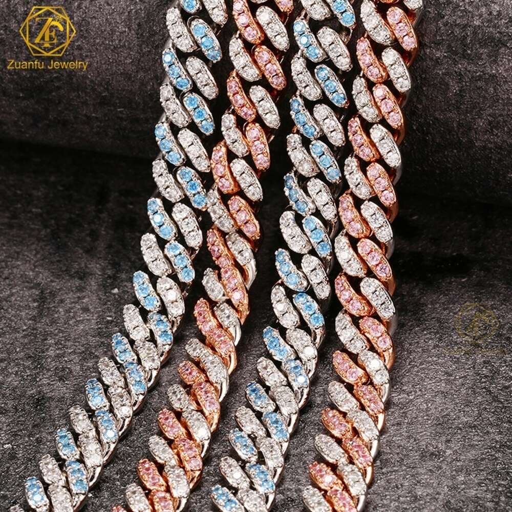 8mm 10mm 12mm Hip Hop Men Necklace 925sterling Silver Vvs Moissanite Cuban Link Chain Iced Out Cuban Miami Link Moissanite Chain