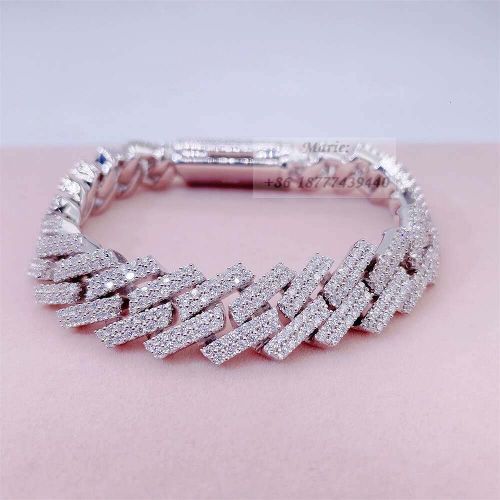 Pass Diamond Tester 15mm S925 Bussdown Custom Cuban Necklace Wholesale Price Vvs Moissanite Link Chain