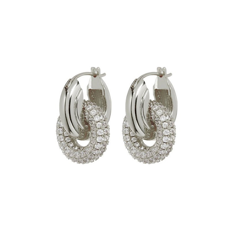 Earrings Designer For Women Sterg Hoop Metal Locking Rhie Zirconia Stud Party Weddings Jewelry Gift