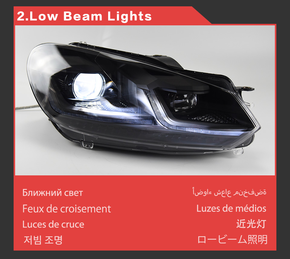 LED Daytime Running Turn Signal Head Light for VW Golf 6 2009-2012 Headlight Projector Lens