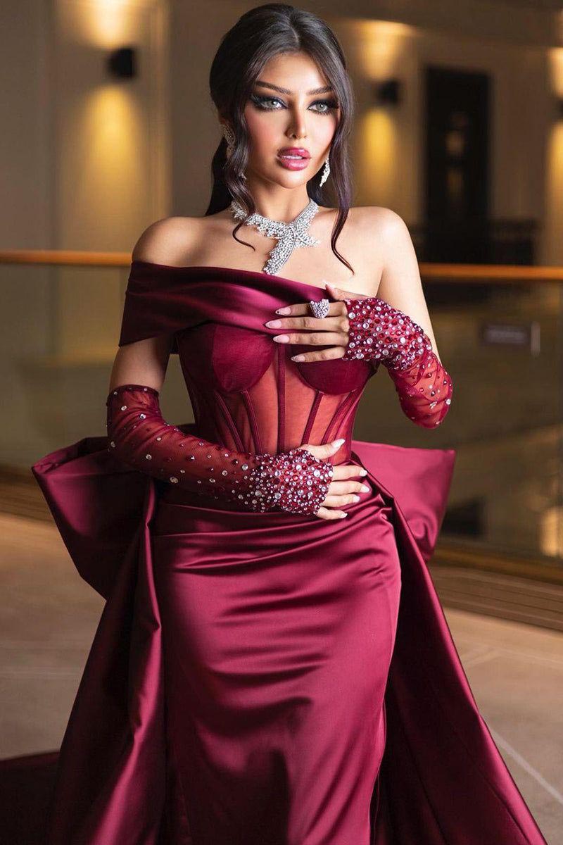 One Shoulder Mermaid Evening Dresses Simple Satin Prom Dress Bow Tie Formal Party Gowns Custom Made Dr0320