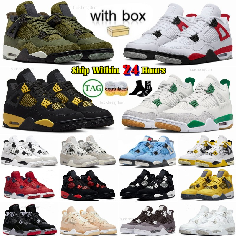 Jumpman 4 4s SE j4 Craft Medium Olive Red Cement Thunder Pine Green Frozen Moments Military Black Seafoam Thunder Black Canvas Infrared University Blue mens women