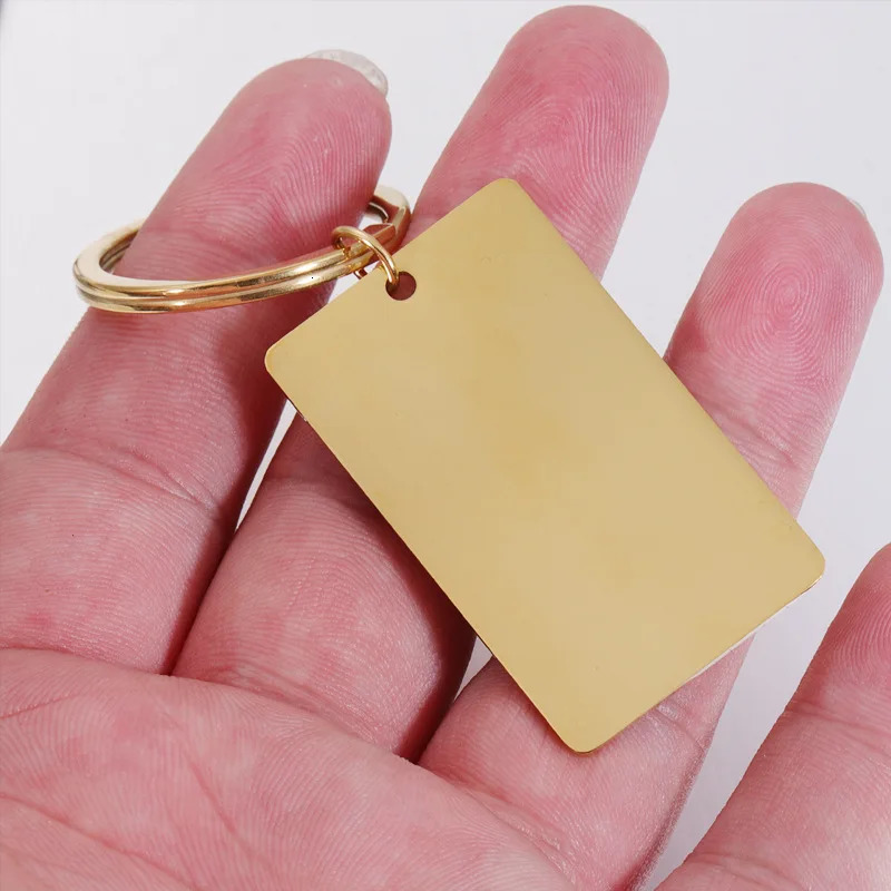 10Pcs 27x45mm Mirror Polished Stainless Steel Rectangle Blank Keychains For Souvenir Gifts Women Mens Car Key Jewelry 240112