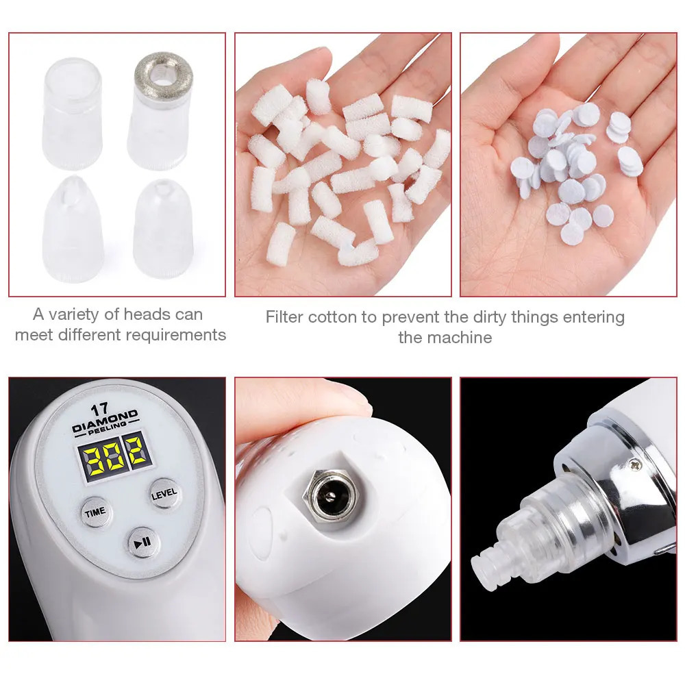 Digital Diamond Microdermabrasion Vacuum Blackhead Cleaner Acne Marks Removal Machine Deep Cleaning Pores Skin Care Tool 240112