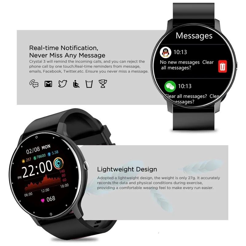 LIGE 2023 Smart Watch Men Full Touch Screen Sport Fitness IP67 Waterproof Bluetooth For Android ios smartwatch Menbox 240112
