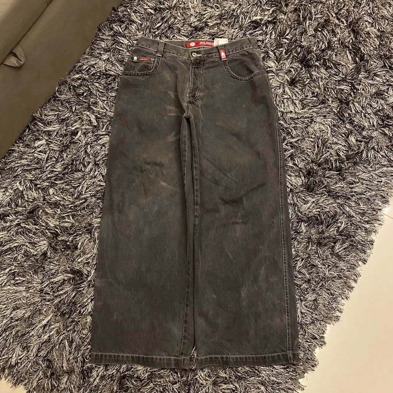 JNCO Jeans Y2K Mens Hip Hop Retro skeleton Graphic Baggy Black Pants Harajuku Gothic Punk Rock Wide Leg Trouser 240113