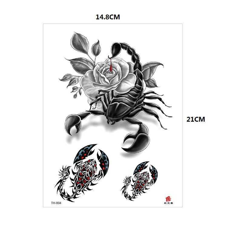 Tiger and wolf animal pattern flower arm half water transfer printing waterproof tattoo sticker simulation