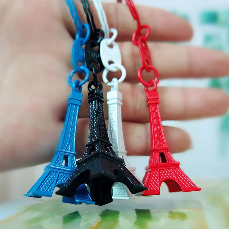 50pcs Paris Eiffel Tower Keychain Mini Eiffel Tower Keyring Candy Color Key Ring 10 Colors 240112