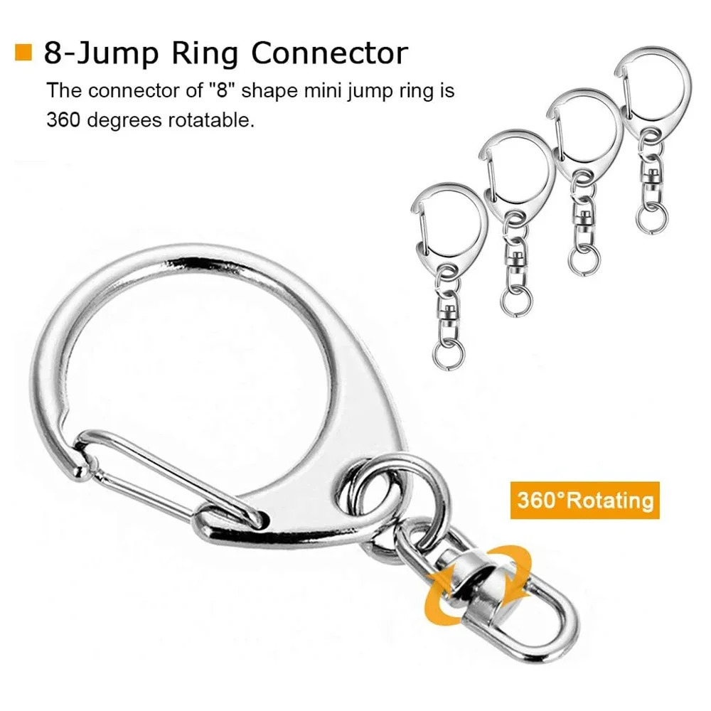 100pcs Lobster Clasp Keychain Clip Swivel 8 Shape Clasps Lanyard Snap Hook for DIY Crafts Key Chain Lobster Claw Clasp Wholesale 240112