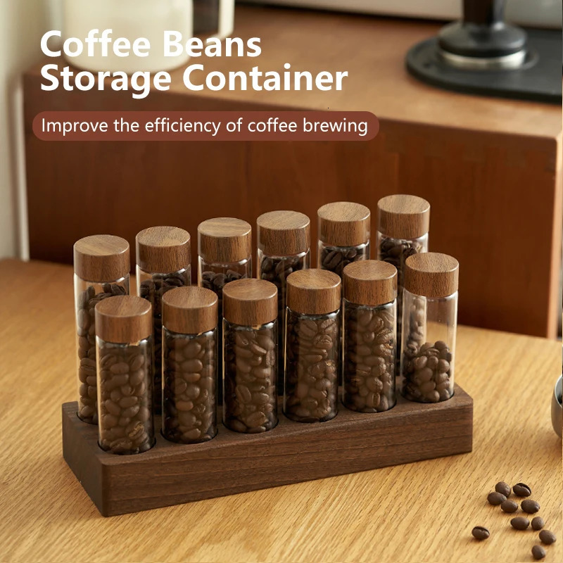 Coffee Beans Storage Container Display Rack Coffee Tea Tube Bottle Glass Espresso Coffee Storage Accessories Tool 22g 240113