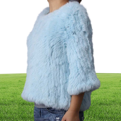 FXFURS Knitted Rabbit Fur Poncho Women Fashion Fur Sweater 100 Real Fur Jackets Girl039s Pullover CJ1912137730426