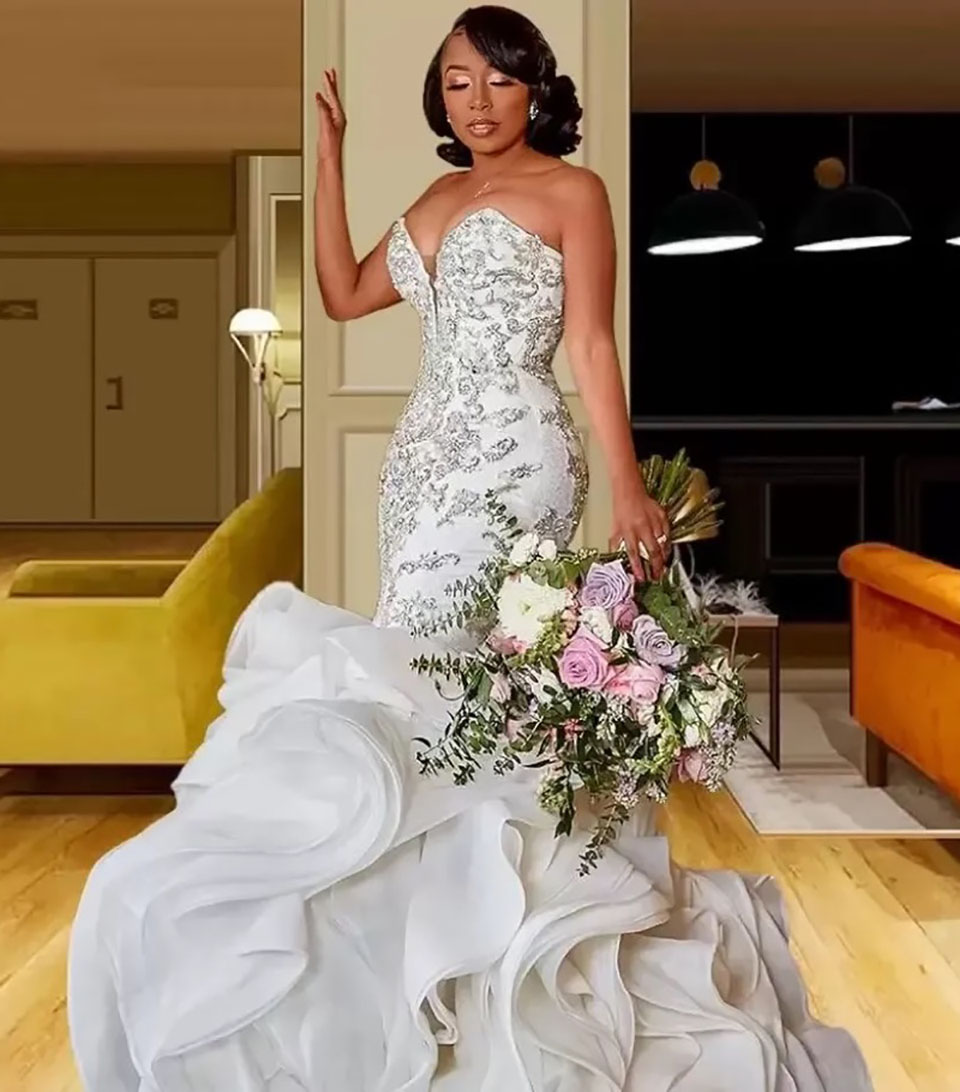 Ivory Wedding Dresses White Bridal Gowns Custom Zipper Lace Up Plus Size New Mermaid Trumpet Sweetheart Organza Applique Beaded