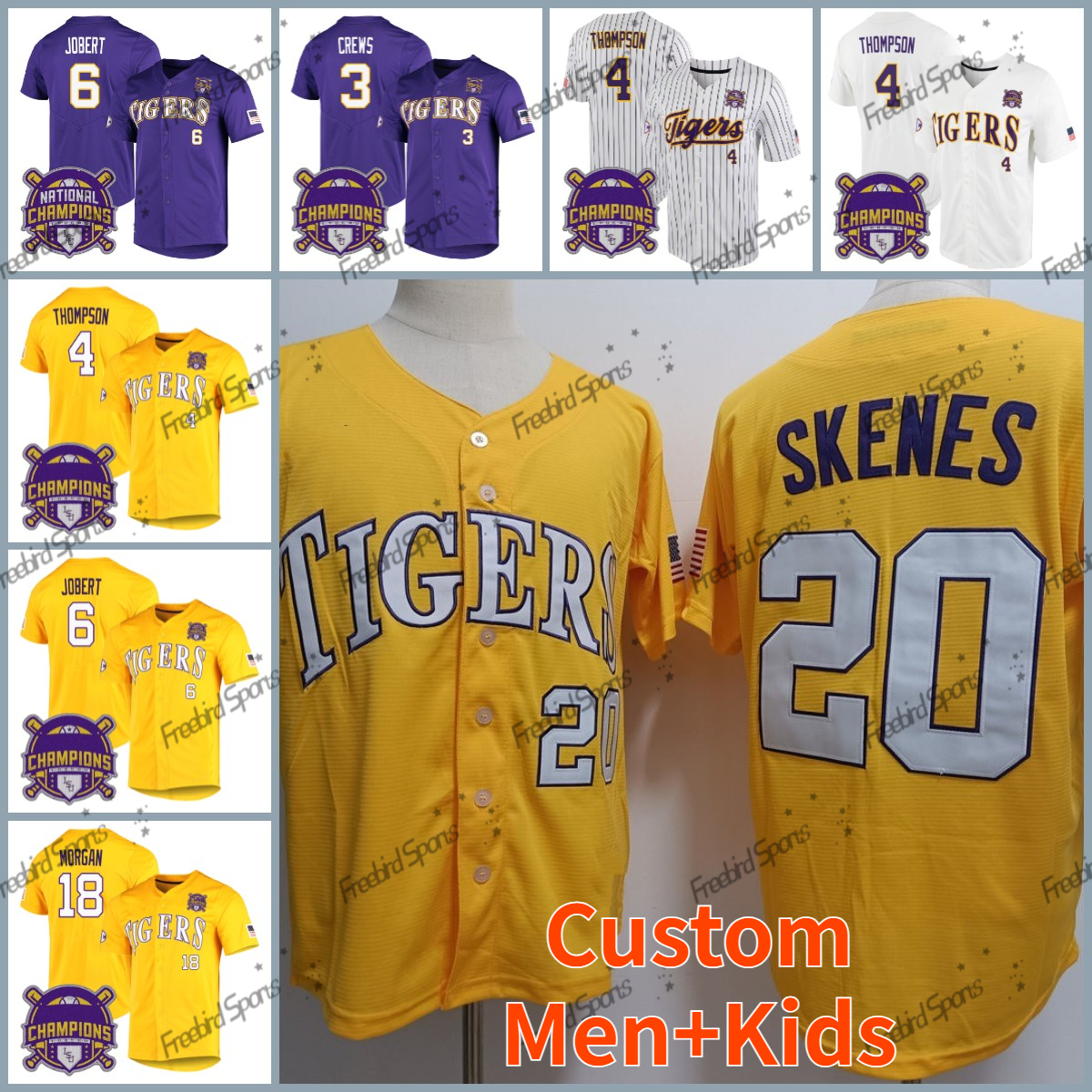 Champions Lsu Tigers Tre Morgan Jersey College Baseball Stitched Gold Dylan Crews Kevin Gausman 47 White Paul Skenes Daniel Cabrera C.Doughty Gavin Dugas Thompson