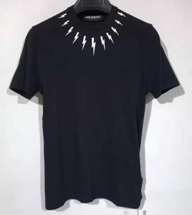 Mens T-Shirts European Street Style Neil Barrett New Lightning Series Short-sleeved Mens T-shirt 100% Cotton Top for Women F4X240817