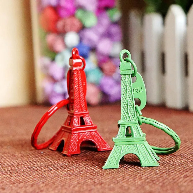 50pcs Paris Eiffel Tower Keychain Mini Eiffel Tower Keyring Candy Color Key Ring 10 Colors 240112