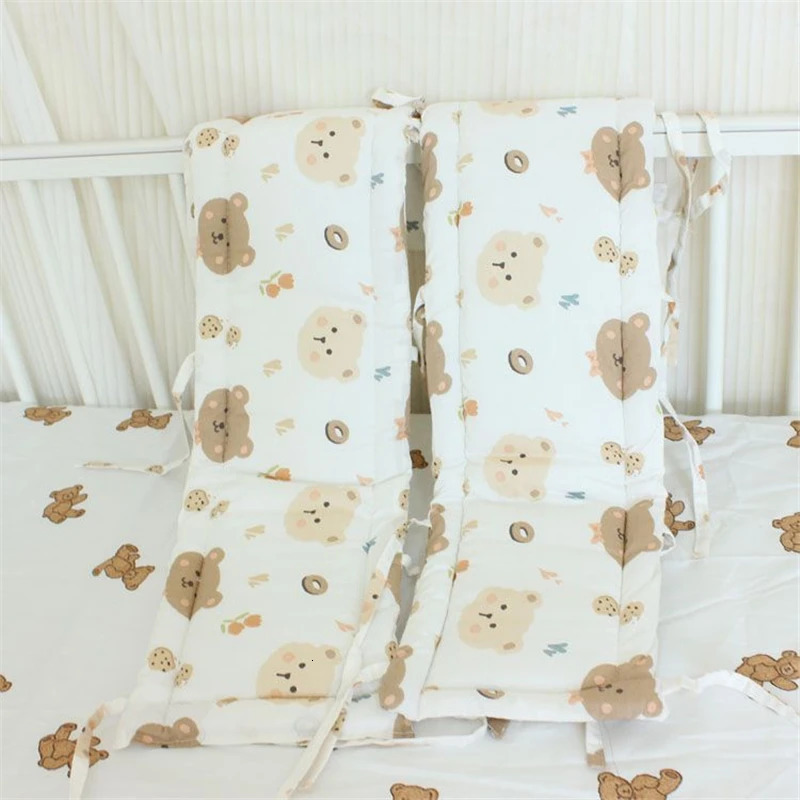 2 Pcs/Lot born Thicken Cotton Anti-biting Bed Wrapping-edge Crib Bumper Protect Strip Children Splicing Bed Side Cushion 240112