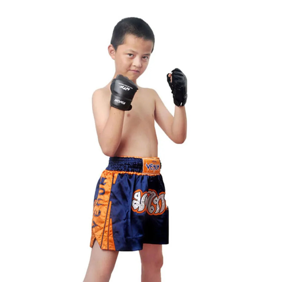 Leather Half Finger Kids Children Karate Boxing Gloves Mitts Sanda Karate Sandbag Taekwondo Protector Gloves MMA Muay Thai 240112