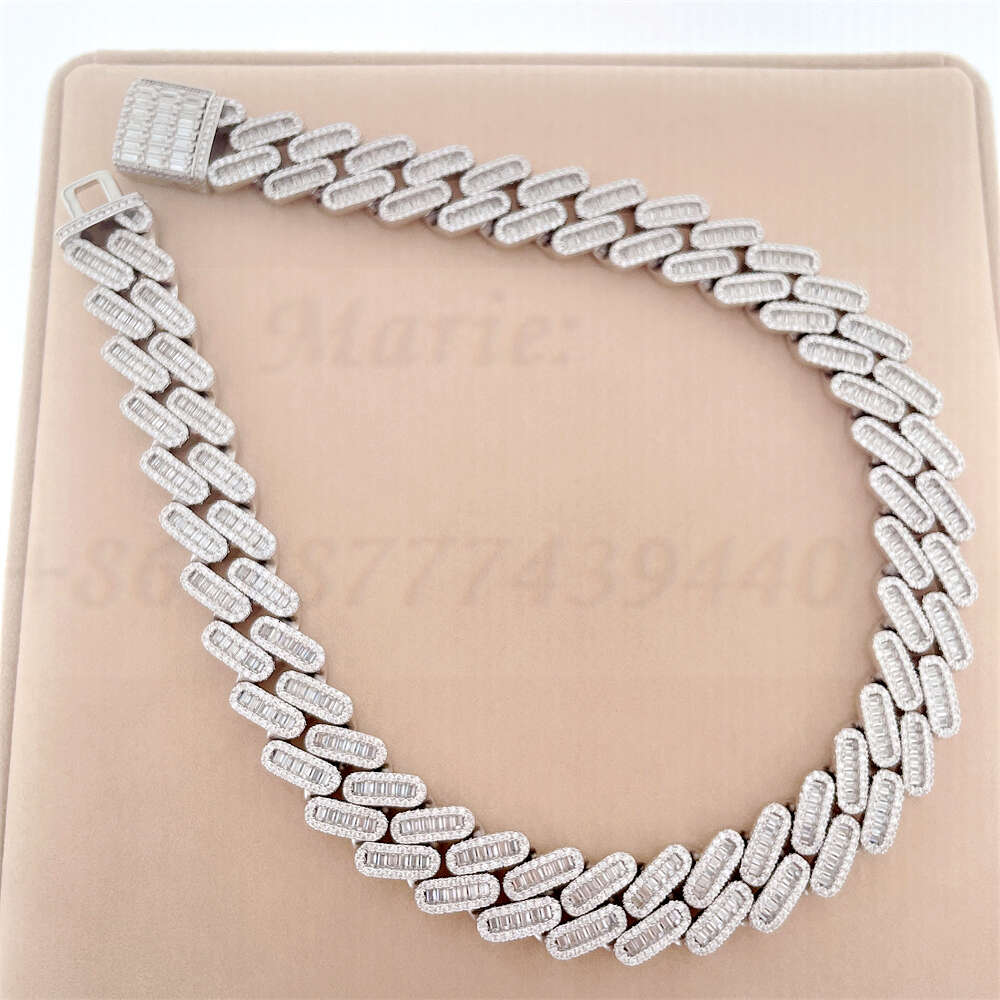 Bussdown 18mm Luxury Cuban Link for Men Moissanite 925 Silver Hip Hop Iced Out Cuban Link Chain