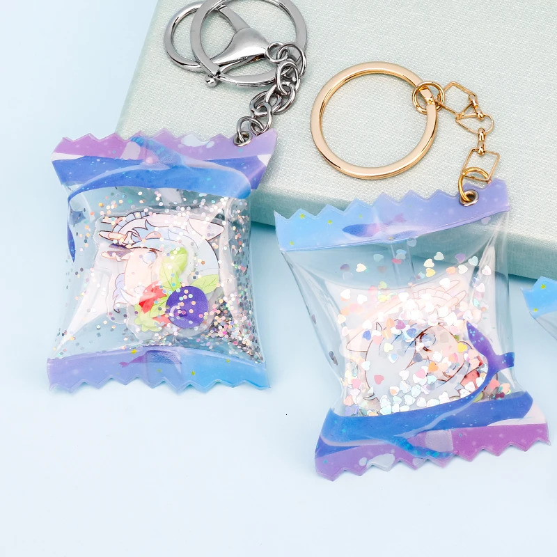 10pcs Vograce Custom Candy Keychain Personalized Acrylic Shaker Key chain Pendant Puffed Air Charms 240112