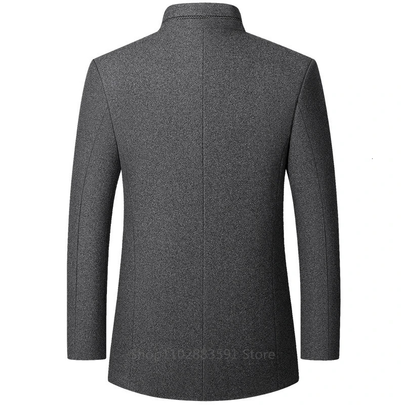 AutumnWinter Woolen Coat British Style Solid MidLength Men Wool Jacket Business Overcoat Male 240113