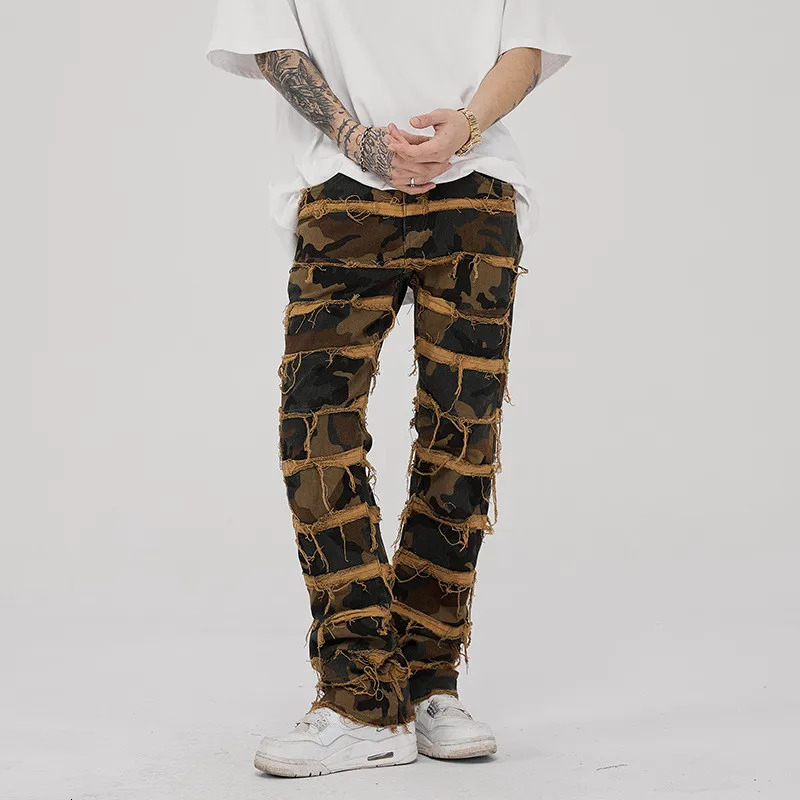 Punk Stacked White Straight Y2K Grunge Jeans Pants Men Fashion Hip Hop Kpop Women Cotton Old Long Trousers Ropa Hombre 240112