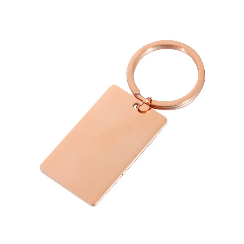 10Pcs 27x45mm Mirror Polished Stainless Steel Rectangle Blank Keychains For Souvenir Gifts Women Mens Car Key Jewelry 240112