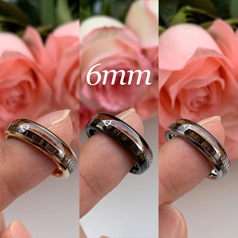 68mm Tungsten Carbide Rings for Men Women Wedding Bands Nature Koa Wood Inlay Free Engraving Comfort Fit 240112