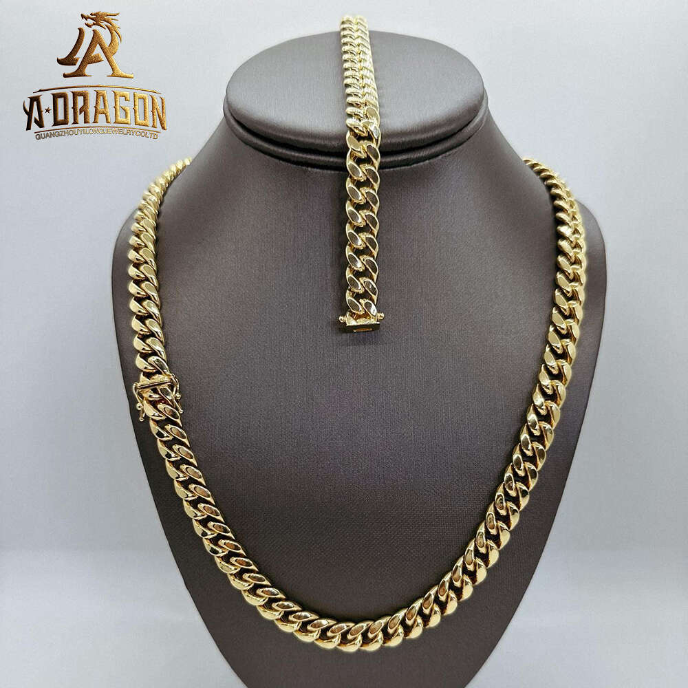 18mm Vvs Moissanite Diamond Solid Gold Plated Prong Set Miami Cuban Link Chains with Certificate