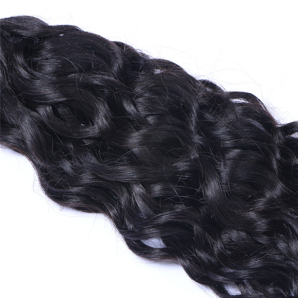 Brazilian Water Wave Human Virgin Hair 3 Bundles With 13X4 Transparent Lace Frontal To Ear Full Head Natural Color