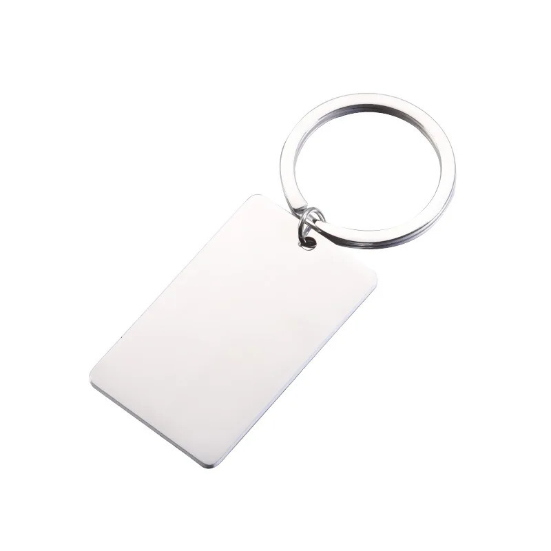 10Pcs 27x45mm Mirror Polished Stainless Steel Rectangle Blank Keychains For Souvenir Gifts Women Mens Car Key Jewelry 240112