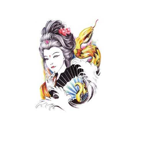 Flower arm waterproof tattoo sticker geisha mermaid angel beautiful figure half