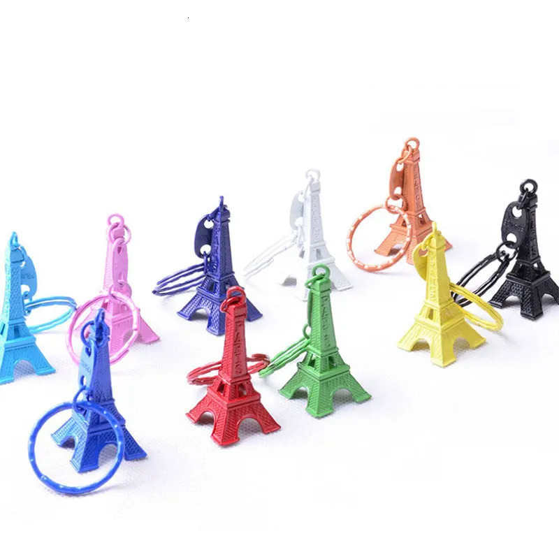 50pcs Paris Eiffel Tower Keychain Mini Eiffel Tower Keyring Candy Color Key Ring 10 Colors 240112