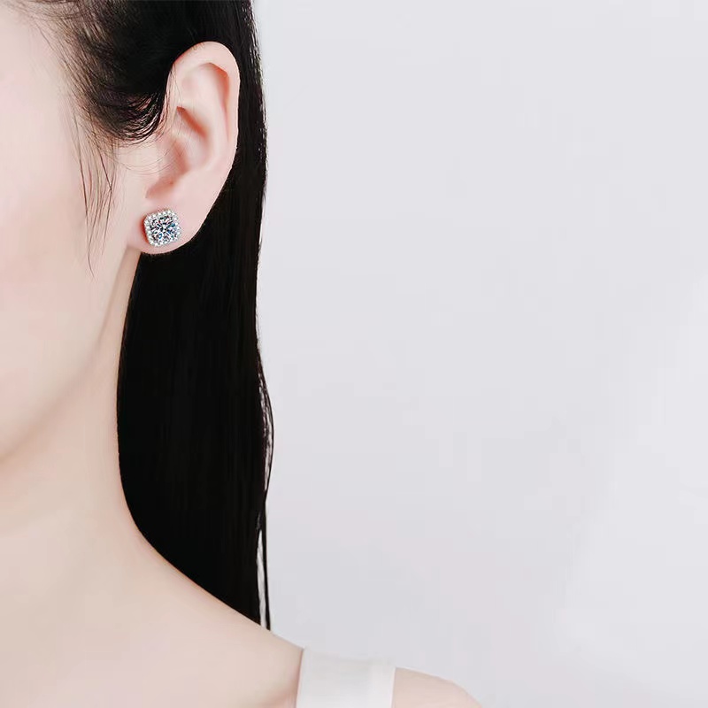 classic earring desinger jewelry for men S sier six claw inlaid with dia hip-hop trend moissanite stone earrings studs Rock Rapper gift