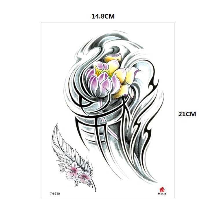Tiger and wolf animal pattern flower arm half water transfer printing waterproof tattoo sticker simulation